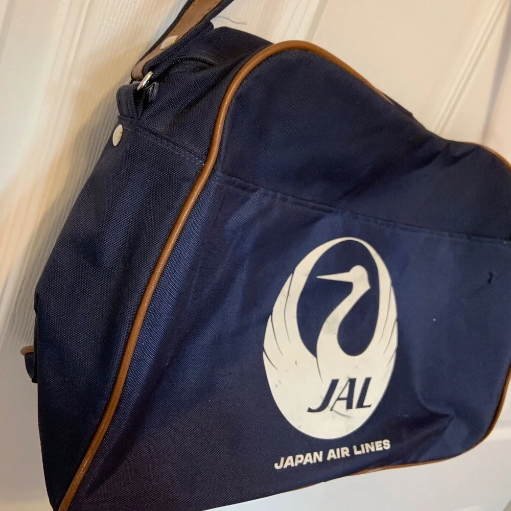 Vintage 1970s Japan Air Lines JAL Canvas Carry-On Bag